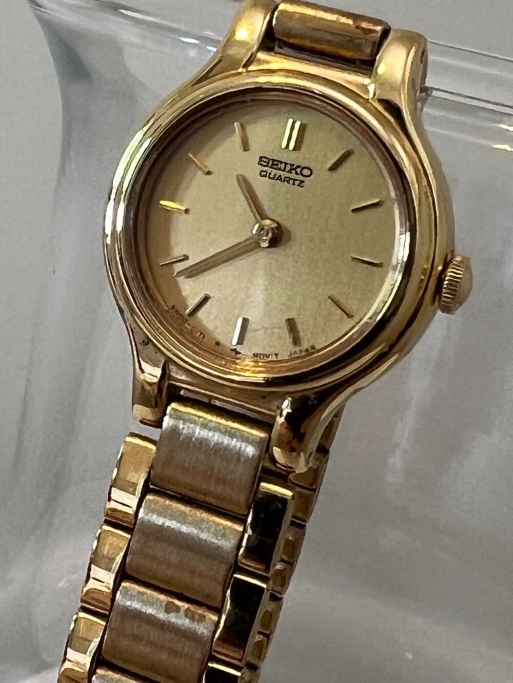 Vintage Seiko Quartz Gold Tone Mini Dial Watch 4N00 90s